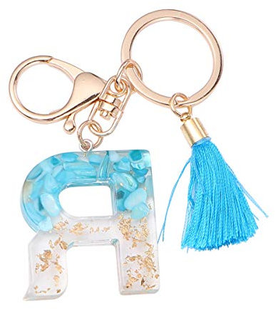 TOYANDONA Anfänglicher Schlüsselbundbuchstabe Alphabet Schlüsselring Quaste Charm Schlüsselanhänger Anfängliche Geldbörse Charms für Handtaschen Alphabet Anfangsbuchstabe Anhänger (Blau R)
