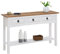 IDIMEX Console Campo Meuble Style Mexicain, Table Console Fabriquée en Pin Massif, 3 Tiroirs, 1 Étagère, Poignées en Métal, Console Finition lasurée Blanche
