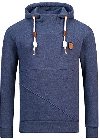Indicode Herren Meza Sweatshirt mit Kapuze | Hoodie Kapuzenpullover für Männer Navy Mix, XL