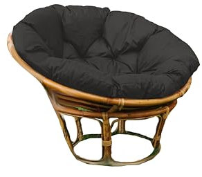 chilly pilley® Polster für Papasansessel Wasserdicht - Rundkissen - Auflage Polster für Papasansessel -Sesselkissen Sitzkissen Gesteppt mit Schlaufen (120cm, Schwarz)