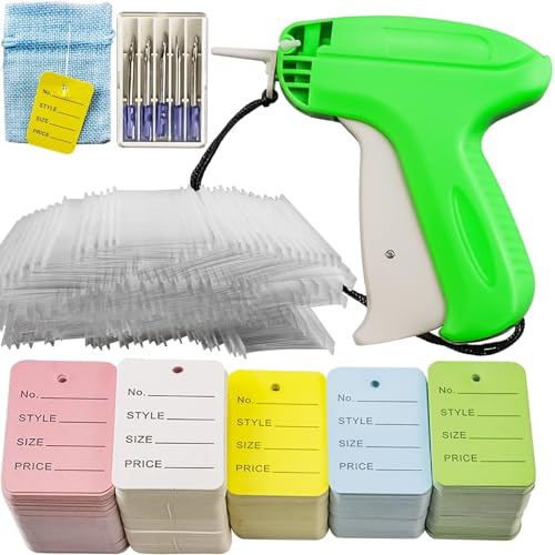 Vmiapxo 5506 Stück Bekleidungsetiketten-Maschinen-Set, Etikettenapplikator, Schneideretiketten, industrielle Kleidung, 500 Stück 5.1 cm Widerhaken, 500 Stück Preisschilder