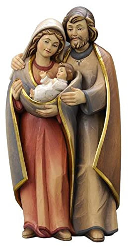 Neuheit Krippe Heilige Familie aus Holz handgeschnitzt und hergestellt in Gardena-Val (45 cm)