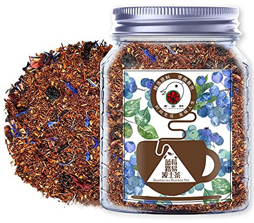 Plant Gift Blueberries Rooibos Tea, Sabor a mango, uva, flor de rosa, arándano y crisantemo, sin cafeína, té de hierbas sin OGM, en té helado y té caliente 70G/2.5oz