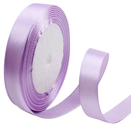 POPOYU Satinband Violett 15mm, 23 Meters Dekoration Präsent Geschenkband Breit Schleifenband, Stoffband für Kleid Hochzeit, Taufe und Geburtstag Geschenke,Satin Dekoband, Deko Band Geschenkverpackung