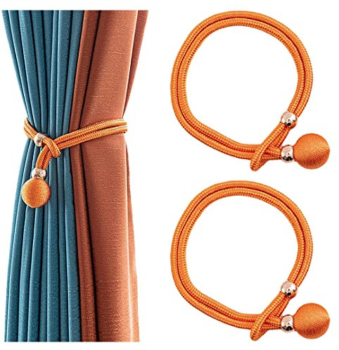 2 Stück Boho-Vorhang-Raffhalter mit Kordelzug, handgefertigt, Vorhanghalter, Fenstervorhänge, Seil, Heimbüro, Zimmerdekoration, Orange
