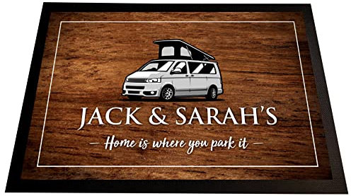 Artylicious Personalised Campervan door mat, pop top motorhome interior mat 60 x 40cm door mat (Wood effect)