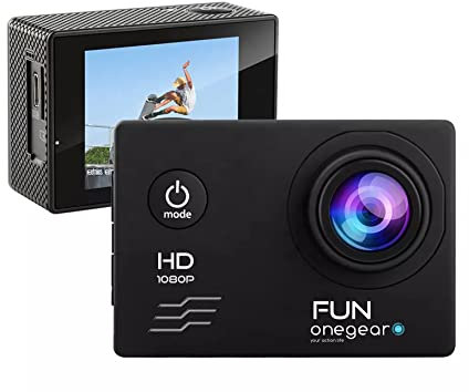 ONEGEARPRO Fun Action Kamera Full HD 1080p 30fps mit Unterwassergehäuse Foto 8MP Zubehör