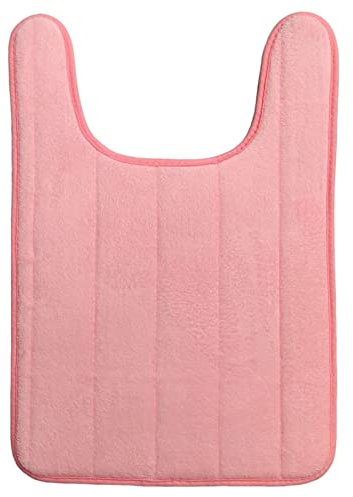 Lifup Tapis Contour WC Doux en Molleton de Corail Antidérapant, Tapis de Toilette WC Absorbant, Tapis Salle de Bain Lavable en Machine Rose 40 x 60 cm