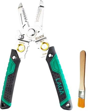 LAOA 8 in 1 Stainless Steel Wire Stripper Wire Cutter Electrician Tools for Stripping,Side Cutting,Cutting,Crimping,Splitting,Winding,Clamping