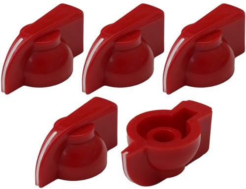 6mm Splined Hole Chickenhead Guitar/Amplifier/Equipment Control Knob Pack of 5 (Red)