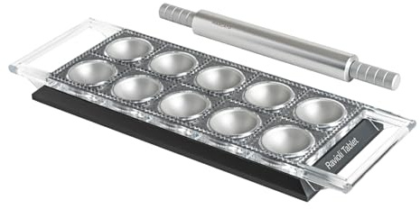 MARCATO Ravioli Tablet, Stampo per Ravioli Powder Grigio, Alluminio Anodizzato, 20x10x2 cm, Preparazione Facile, Design Elegante