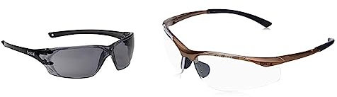 Bolle pripsf Prism Safety Spectacles Glasses, Smoke Shaded Lens & Bolle CONTPSI Bronze Nylon Frame Sports Temples with Tipgrip TPE Contour Glasses