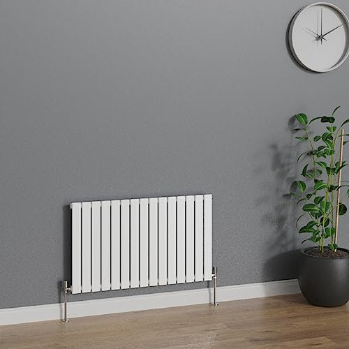WarmeHaus Radiatore di design orizzontale a colonna a schermo piatto, 600 x 1020 mm, bianco, singolo, riscaldamento centralizzato, per bagno, camera da letto, cucina, corridoio, soggiorno