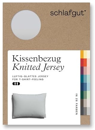 schlafgut Knitted Jersey Kissenbezug 70x90 cm Grey Light Uni weicher Premium Kopfkissenbezug einzeln, faltenfrei mit Elasthan