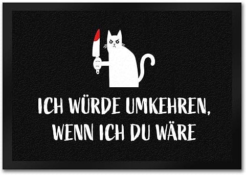 speecheese Böse Katze Fußmatte in 35x50 cm mit Spruch Ich würde umkehren für Männer und Frauen zur Einweihungsparty abweisend Fußabtreter drohen Türmatte neckisch