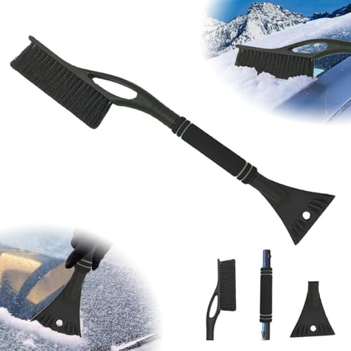DONGSZQ Eiskratzer Auto mit Besen, 2in1 schneebesen Auto, 60 cm Abnehmbarer Schneekratzer mit komfortablem Schaumstoffgriff, Schnee Auto Besen für PKW LKW SUV Windschutzscheibe