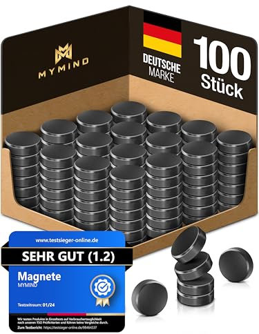 MYMIND Extra Starke Magnete - 100 Stck fr Whiteboard, Pinnwand & Khlschrank - Kleine Schwarz Magnete - Khlschrankmagnete zerkratzfrei - Tafelmagnete 18x5mm