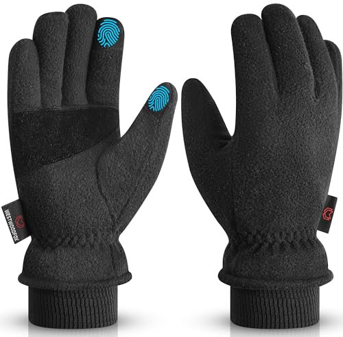 WESTWOOD FOX Winterhandschuhe für Männer und Frauen, -20℉ ColdProof,Water Proof & Windproof,Thermal Ski Gloves, Touchscreen, Anti-Rutsch warme Handschuhe für Radfahren (SCHWARZ, S)