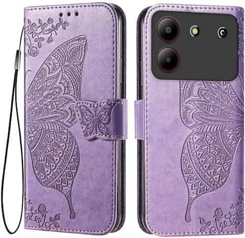 EASSGU Leder Handyhülle für ZTE Blade A54 (6.6 Inches) Flip-Folio Magnetische Hülle mit 3 Kartenfach, 1 Wallet, Sturzfeste, Kratzfeste Case - Helles Lila