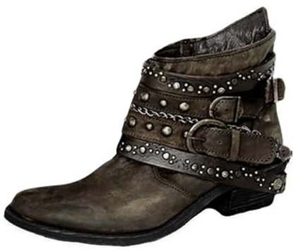 riou Stivali Donna Gambale Curvy Pianta Larga Stivali Donna Texani Bassi Pelle Zeppa Caldo Stivaletti da Neve con Imbottitura Calda Stivali alla Caviglia Caldi Boots Scarpe