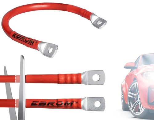 EBROM FLY Batteriekabel KFZ Plus Kabel Fahrzeugleitung 10 mm² rot fertig konfektioniert, ab 30 cm bis 10 m + Ringösen/Kabelschuhe M8/M10/M12 10mm2, Ihre Auswahl: 10 mm2-90 cm - Kabelschuh M6 + M10