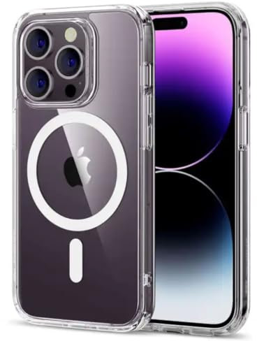 soleilx Cover Magnetica per iPhone 15 Pro 6,1 Compatibile con MagSafe, IPhone 15 Pro Max Cover Magsafe Protezione di livello militare, Resistente all'ingiallimento resistente ai graffi,Trasparente