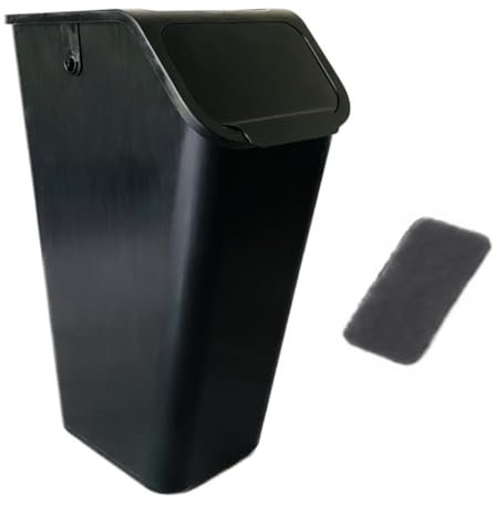 Go Practic Mülleimer mit Kohlefilter 1x 35L Schwarz mit Deckel Ohne Griff, Stapelbox Abfalltrennsystem zur Mülltrennung in der Küche, Abfallsystem mit Click-Funktion, Abfallbehälter zur Trennung