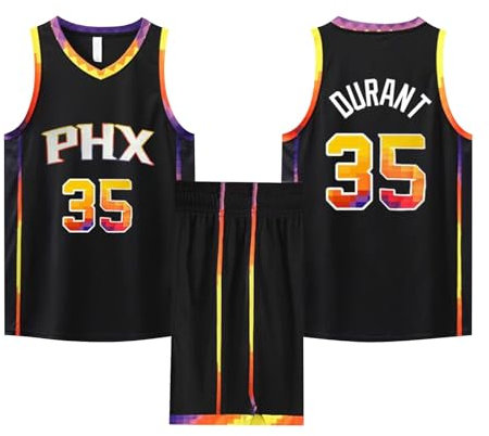 2-Teiliges Kinder/Erwachsene Basketball Sportbekleidung, Kinder/Erwachsener Basketball T-Shirt Weste + Shorts, Kinder/Erwachsener Basketball Trikot Shirt und Shorts Schwarz M