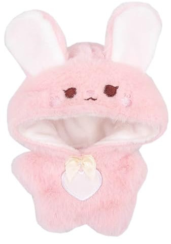 niannyyhouse Tutina per bambola di peluche, 10 cm, con pinguino, coniglio, orso, volpe, maiale, vestirsi (rosa)