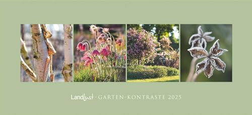 Landlust - Garten-Kontraste Panorama 2025, 110x50cm, Wandkalender mit Garten-Motiven im Großformat, Schönheit des Gartens in vielen Facetten, Spiralbindung, deutsches Kalendarium