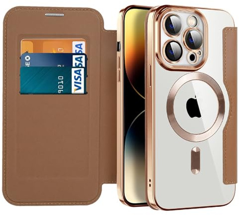 Emlivi Hülle für iPhone 11, 2-IN-1 Magnet Klapphülle [Kabelloses Laden] [Kartenfach] Handyhülle Magnetische Premium Leder Klappbare Flip Case Stoßfeste Schutzhülle für iPhone 11, Braun
