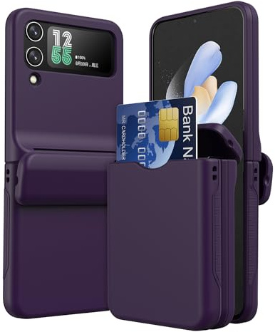 TECHGEAR for Samsung Galaxy Z Flip 4 Card Holder Case [2x Card Wallet Case] Premium Hybrid Tough Rugged Protective Bumper Case [Hinge Cover] Heavy Duty Protection for Samsung Galaxy Z Flip4 (Purple)