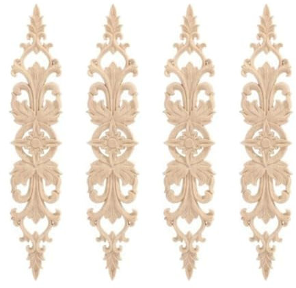 4 Stück Schrankaufkleber Geschnitzt Decal, Vintage Holz Geschnitzte Möbel Appliques Lange Geschnitzte Onlay Applique Holz Ornamente Ecke Onlay Applique Möbel Holz geschnitzter Aufkleber
