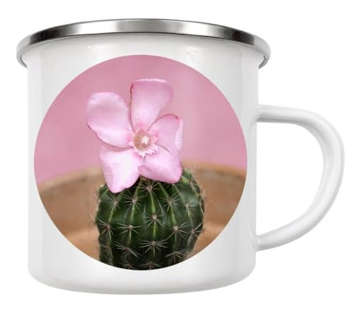 artboxONE Emaille Tasse Kleiner grüner Kaktus von Wundertüte - Emaille Becher Natur
