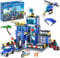 HOGOKIDS Polizeistation Bauspielzeug - 734 pcs Polizei-Bausteine Set mit LED-Licht, Hubschrauber, Polizei Motorrad, Fahrzeug, Panzerwagen, Geschenk für Kinder, Jungen und Mädchen ab 8–12 Jahre