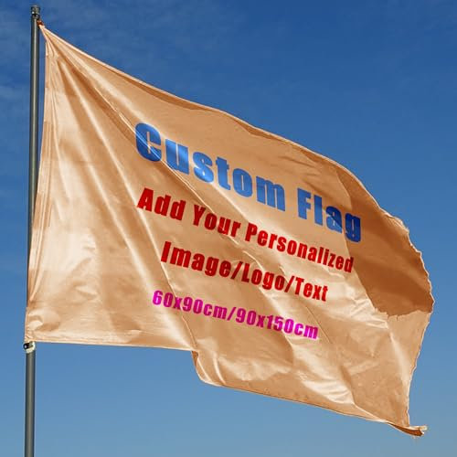 Fahne Selbst Gestalten, Personalisierte Flagge, 3x5ft/2x3ft, Fügen Sie Ihr eigenes Bild/Text/Logo für Garten im Freien, Camping Flagge, Hofschild Hinzu, Dekoration (150x90cm)
