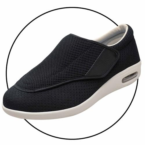Möge Chaussures Pieds Larges Chaussures orthopédiques Chaussures pour Femmes Diabétiques Extra Larges Pieds Gonflés œdème Orthopédiques Pantoufles réglable(Color:Black,Size:38 EU)
