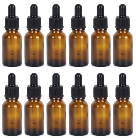 JeiYangYaa 12pc*10ml Amber Glass Dropper Bottle for Essential Oils & Perfumes