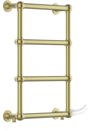 Harley Brushed Brass Electric Traditional Heated Towel Rail Bathroom Radiator Heater - Fixed Temperature PTC Element - 500mm (w) x 750mm (h) - 300 Watts