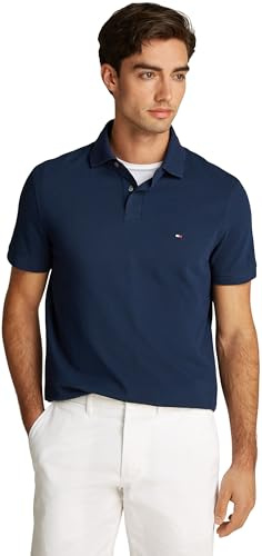 Tommy Hilfiger Polo de Manga Corta Hombre Core 1985 Regular Fit, Azul (Night Sky), XS