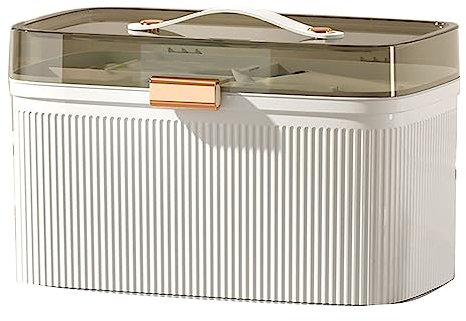 Qcwwy Familien-Medizinbox, Kunststoff-Doppelschicht-Medizin-Aufbewahrungsbox, Organizer, Haushalts-Medizinschrank mit Sicherheitsschloss, Aufbewahrungsbox für Familien-Notfall-Set