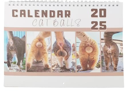 Cat Balls Kalender 2025, Cat Butthole Jahresplaner, Lustige Katzenbälle Monatlicher Wandkalender 2025, 12-Monatskalender Wandplaner 2025 Kalender für Zuhause