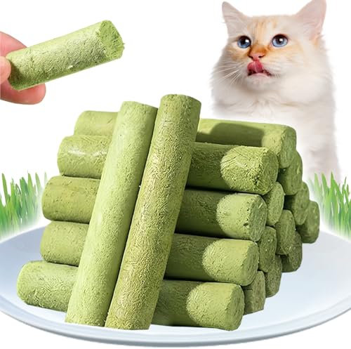 HBSFBH Katzengras Stäbchen, 30 Stück Cat Grass Teething Sticks, Katzengras kaustangen, Katzengras Molarenstab, Katzengras Beißstab, Gefriergetrockneter Katzengras Zahnknirschstab für Zahnpflege