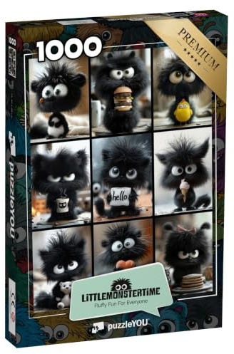 puzzleYOU: Puzzle 1000 Teile „LITTLEMONSTERTIME: Black Monster Collage“