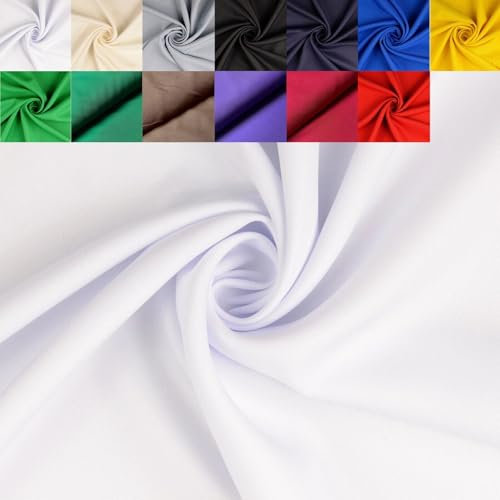 Gabardine Köper Stoff Meterware uni - robuster Polyester Twillstoff, stabiler Hosenstoff, Taschenstoff, Trenchcoat *Ab 50 cm, Farbe: 050 weiß