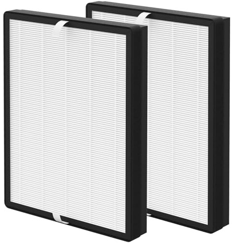 Harebery 2 Pack TT-AP007 True HEPA Replacement Filter, Compatible with TaoTronics TT-AP007 Air Cleaner Purifier, 3-Stage Filtration with Pre-filter, H13 True HEPA, Activated Carbon Filter