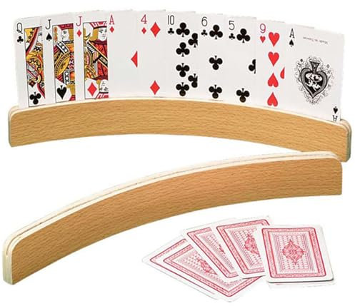 Ksvaye 2 Stück Kartenhalter Kinder Spielkartenhalter Holz Kartenhalter Spielkarten Freisprech Kartenständer 33cm Spielkartenständer Hände Poker Karten Halter für Kinder Senioren Erwachsene