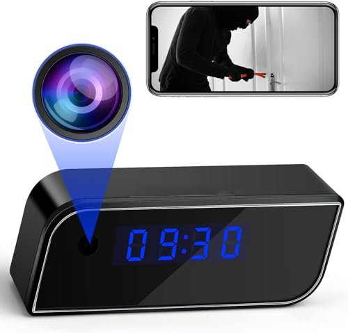 HopeGem Espion WiFi 4K/1080P Mini Caméra - Horloge Cachée Caméras Enregistreur Vidéo Cam IP sans Fil Intérieur Bureau à Domicile Entrepôt Sécurité Surveillance Caméras de Nounou