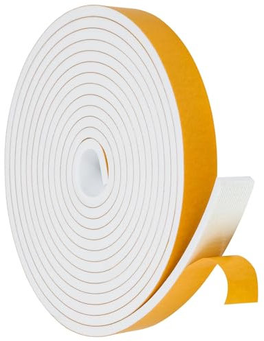 Dichtungsband Selbstklebend Türdichtung für Türen Fenster, 20mm(B) x6mm(D)/3m(L) Schaumstoffband Gummidichtung für Kollision Siegel Schalldämmung Weiß