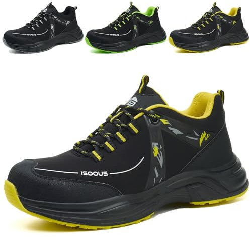 Scarpe Antinfortunistiche Uomo Donna Scarpe da Lavoro Leggere Scarpe da Cantiere Antiscivolo Traspiranti Giallo 36